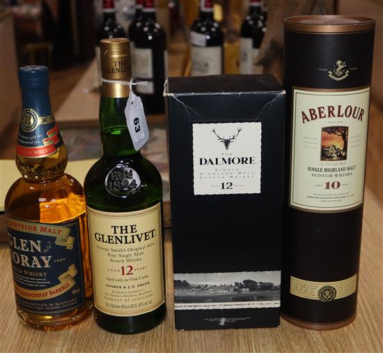 Four bottles of single malt Scotch whisky